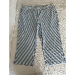 Denim & Co Blue White Striped Seersucker Crop Pants Womens 2XP A596318